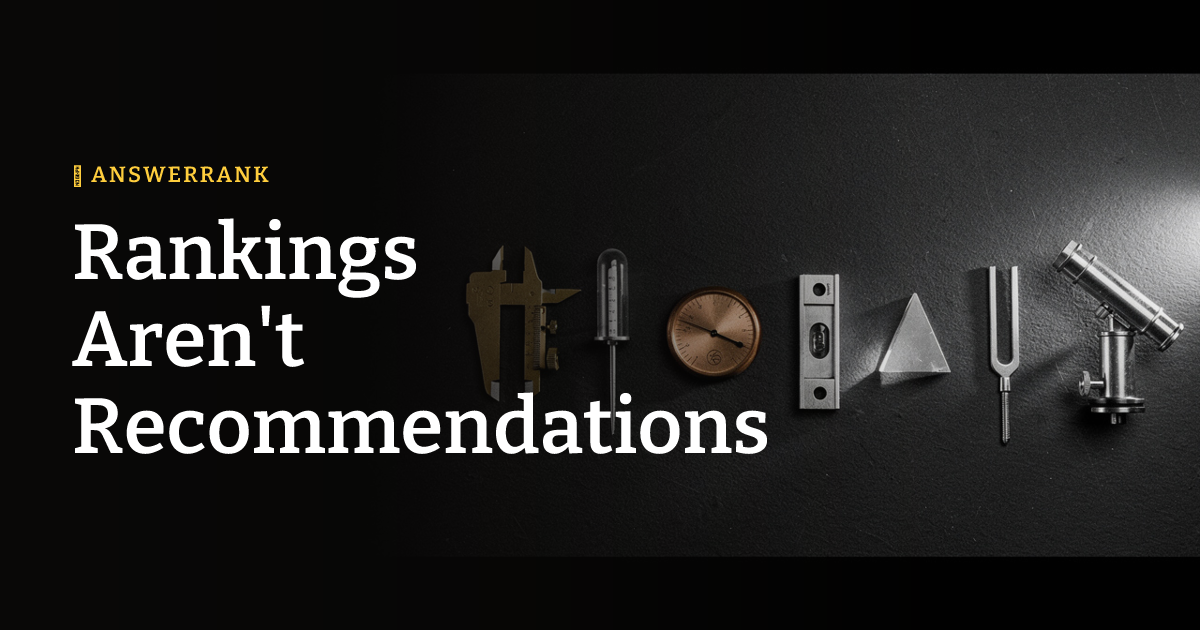 Rankings Aren't Recommendations