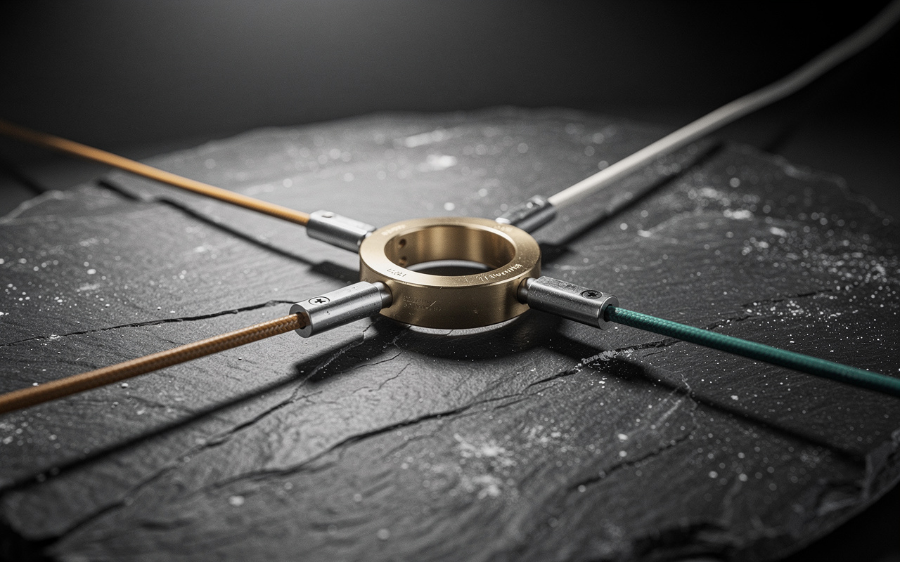what is utm tracking: uTM parameters explained as colored cords from different channels each passing through a small metal clip before joining one brass ring.