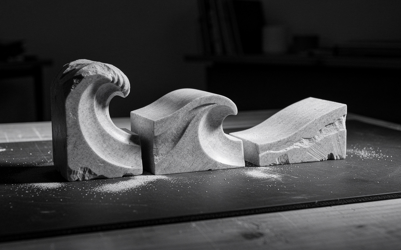 google trends products: product trend research shown as three stone wave forms with different curve shapes.